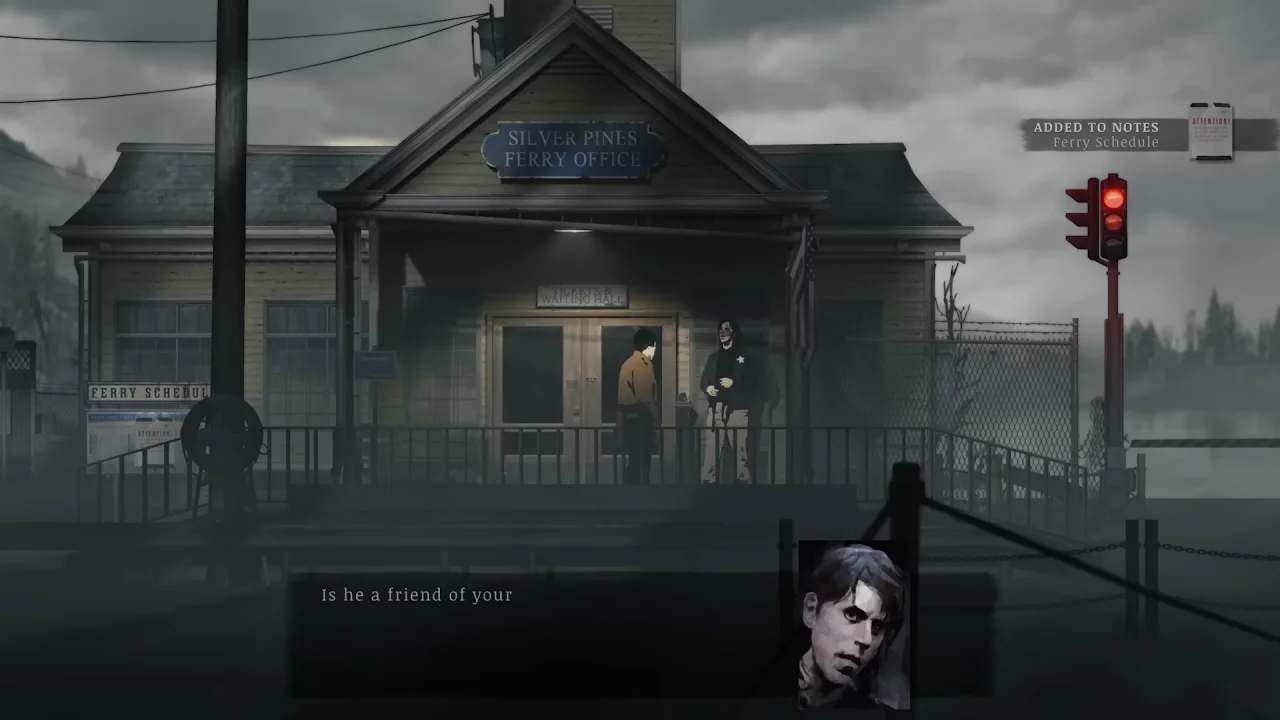 Red takes a call at the ferry office — demo footage
